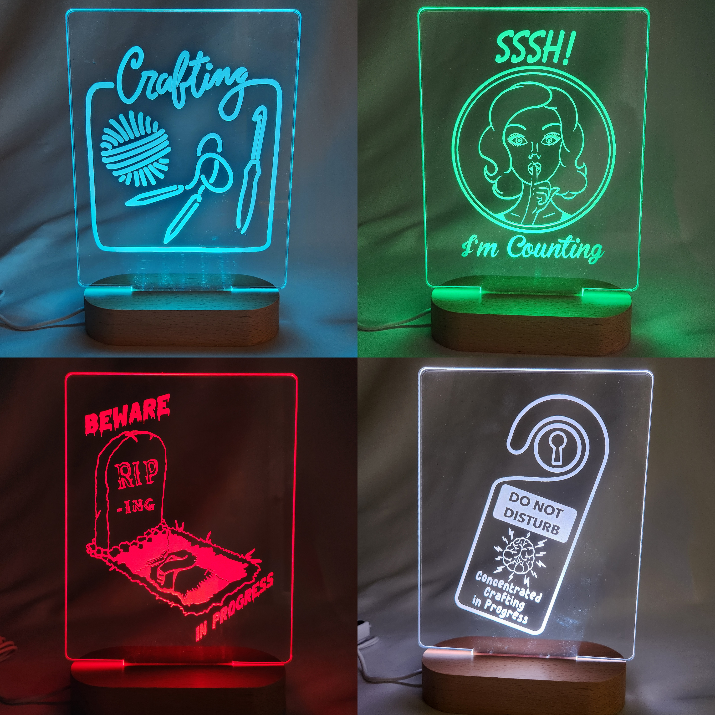 Light-Up Crafting Status Signs