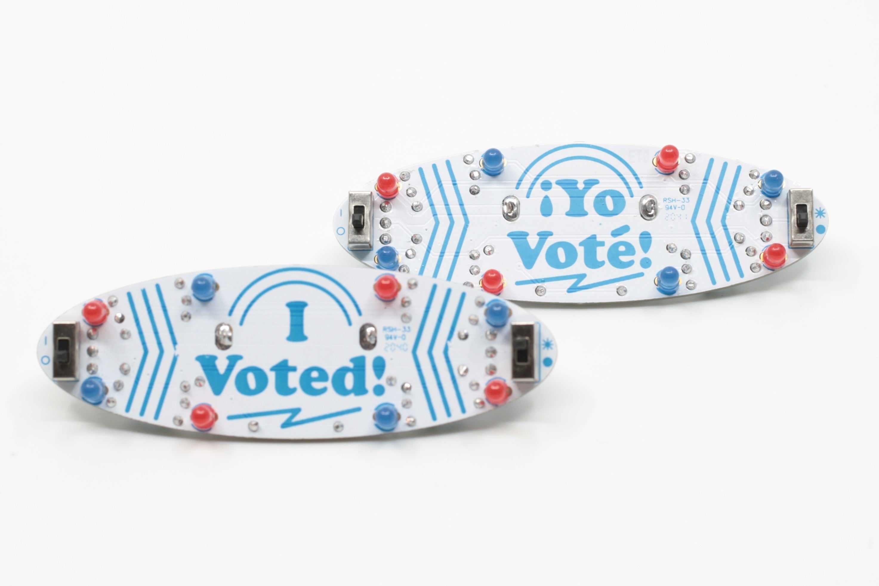 I Voted/Yo Voté Blinky Badge Soldering Kit