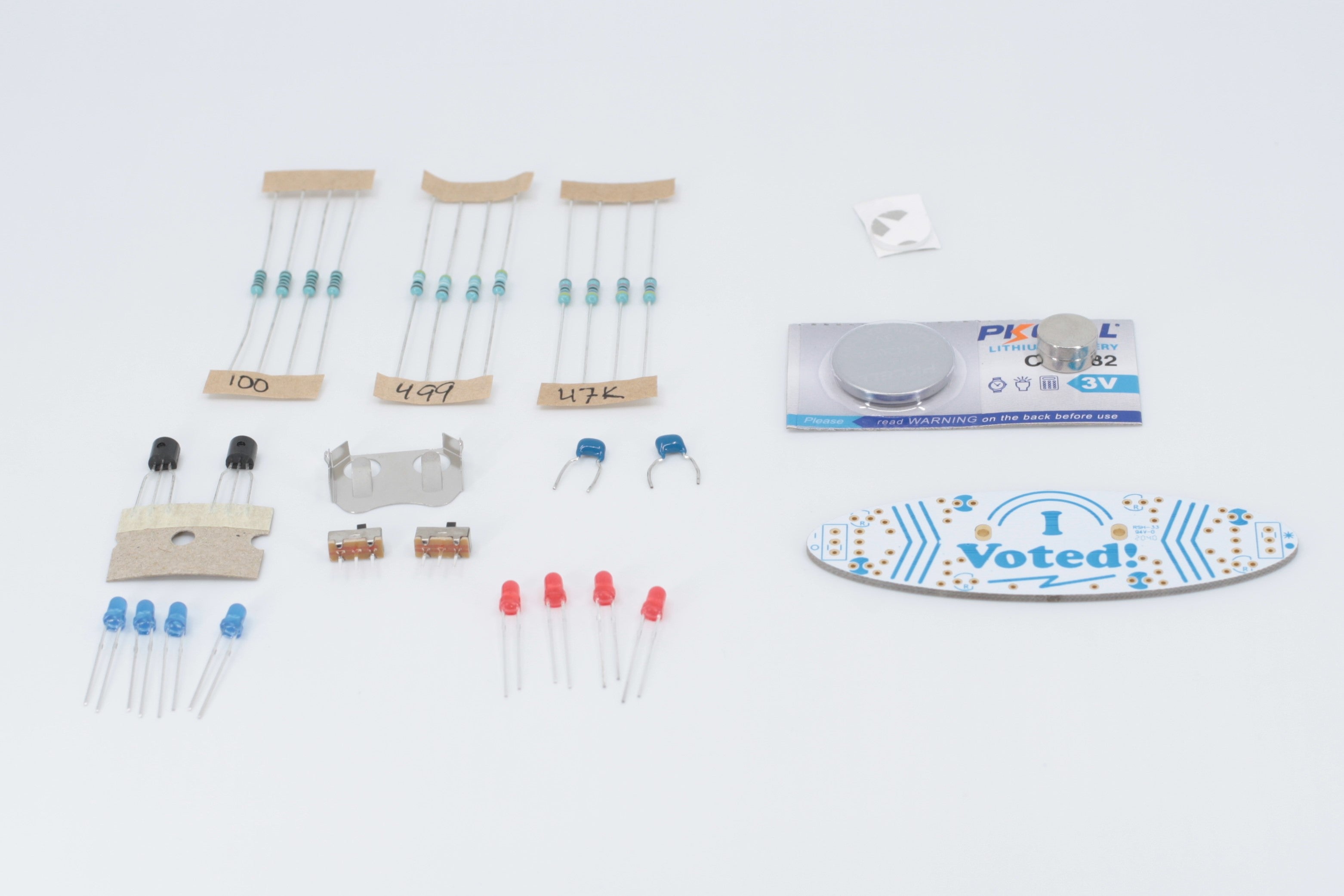 I Voted/Yo Voté Blinky Badge Soldering Kit